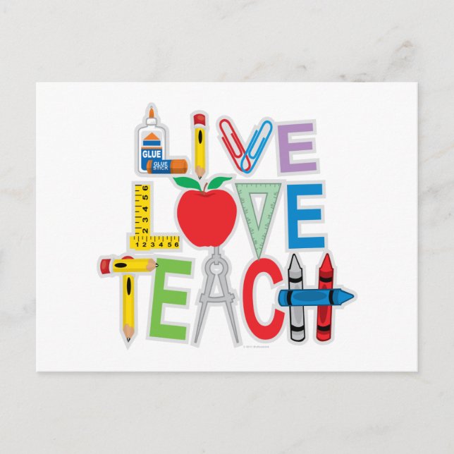 Live Love Teach Postcard (Front)