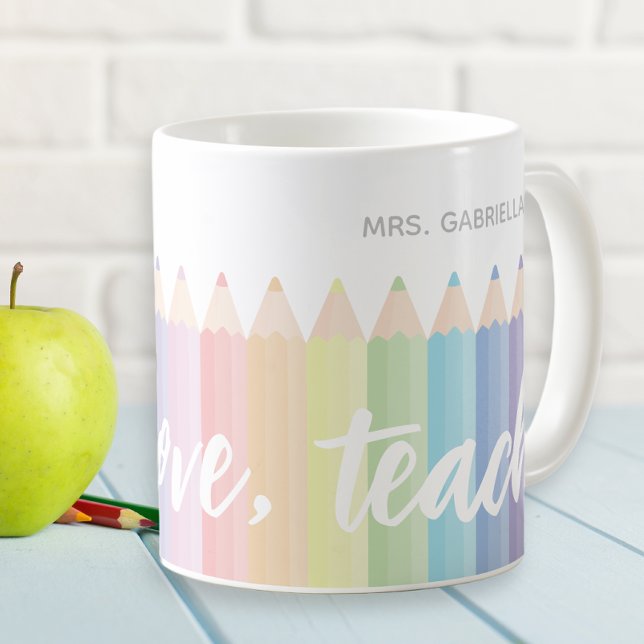 Live Love Teach Rainbow Personalised Teacher's Mug (Creator Uploaded)