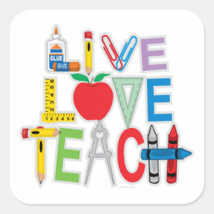Live Love Teach Square Sticker