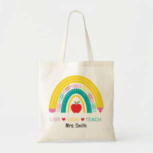 "Live, Love, Teach" Teacher Appreciation Tote Bag