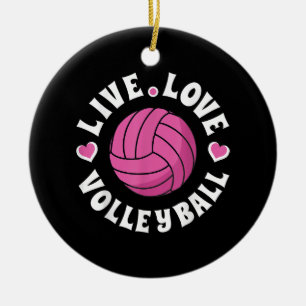 Live Love Volleyball For Women Girls Volleyball Fa Ceramic Ornament