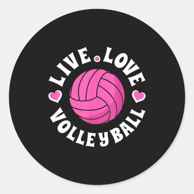 Live Love Volleyball For Women Girls Volleyball Fa Classic Round Sticker (Front)