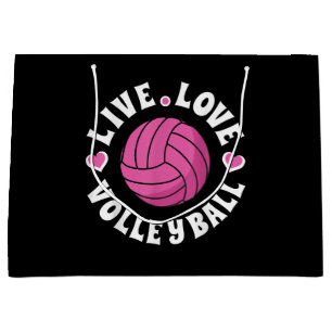 Live Love Volleyball For Women Girls Volleyball Fa Large Gift Bag