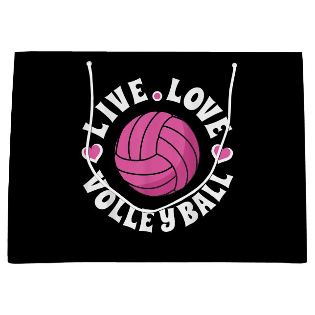 Live Love Volleyball For Women Girls Volleyball Fa Large Gift Bag (Front)