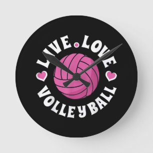 Live Love Volleyball For Women Girls Volleyball Fa Round Clock
