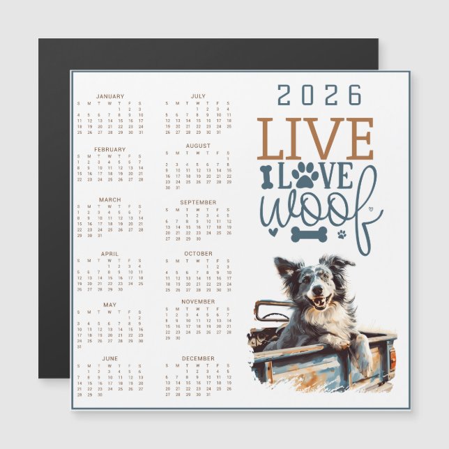 Live Love Woof Dog Calendar (Front/Back)