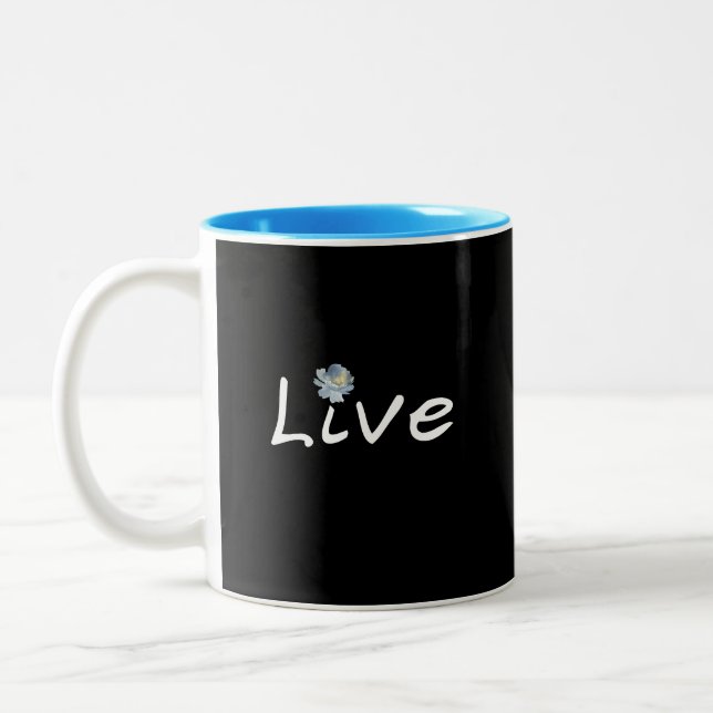 Live Minimalist Modern Black and White 11oz Two-Tone Coffee Mug (Left)