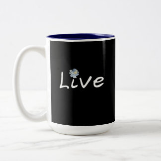 Live Minimalist Modern Black and White 15oz  Two-Tone Coffee Mug