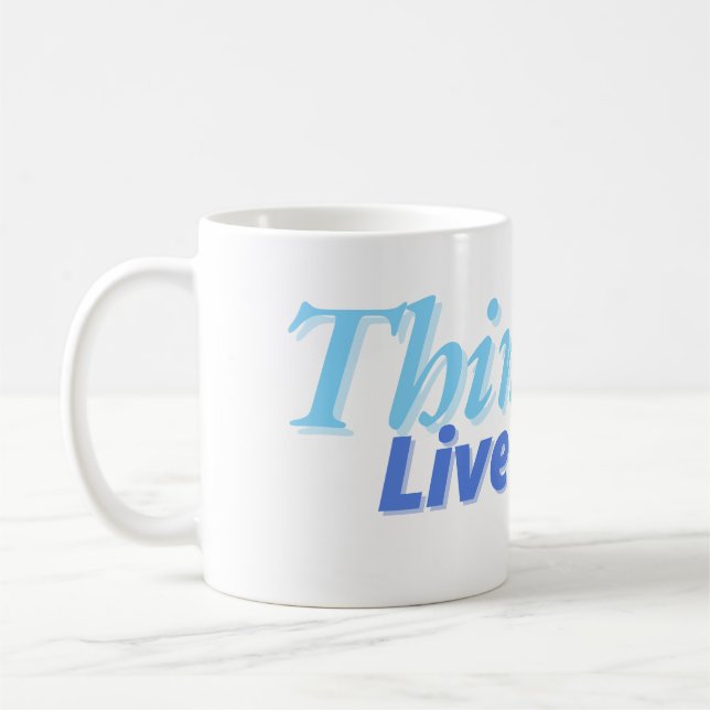 Live More, Stress Less" Coffee Mug (Left)