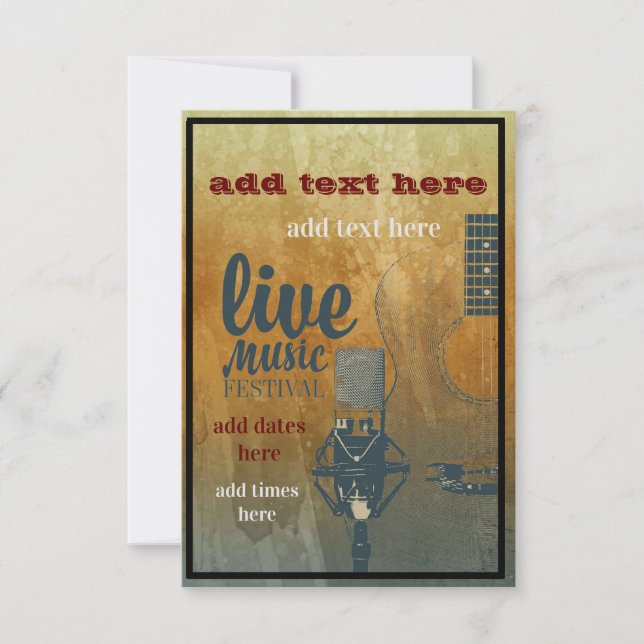 Live Music Festival Invitation Flat Card (Front)