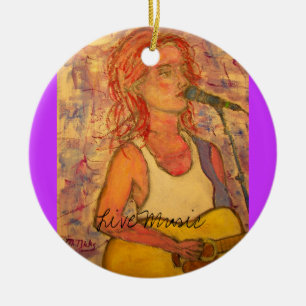 Live Music Girl Ceramic Ornament