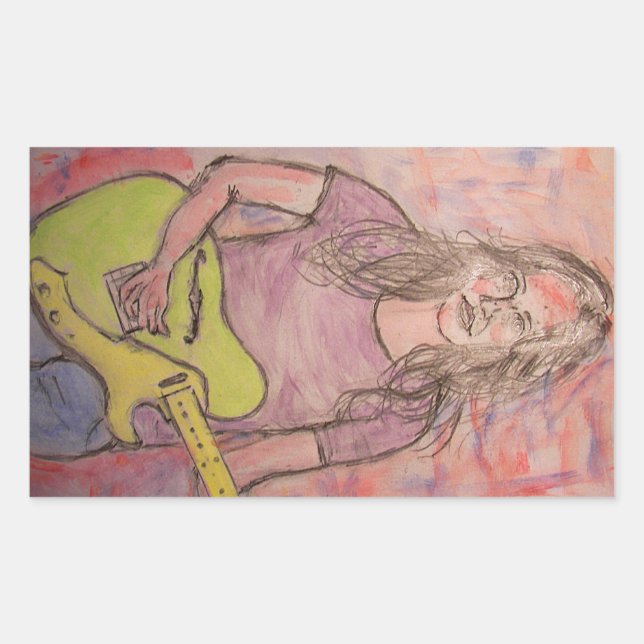 Live Music Girl Sketch Rectangular Sticker (Front)