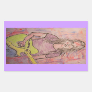 Live Music Girl Sketch Rectangular Sticker