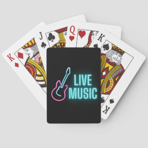 Live Music Neon Guitar Playing Cards