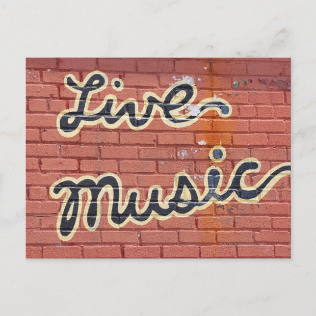 Live music written on a wall postcard (Front)