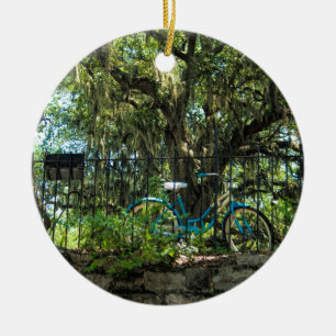 Live Oak Tree and Classic Bicycle Ceramic Ornament