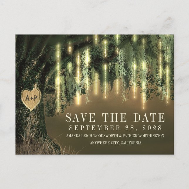 Live Oak Tree Spanish Moss Save The Date Cards (Front)