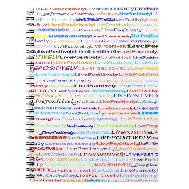 Live Positively Text White Notebook (Front)