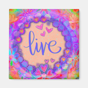 Live Pretty Floral Heart Modern Inspirivity Magnet