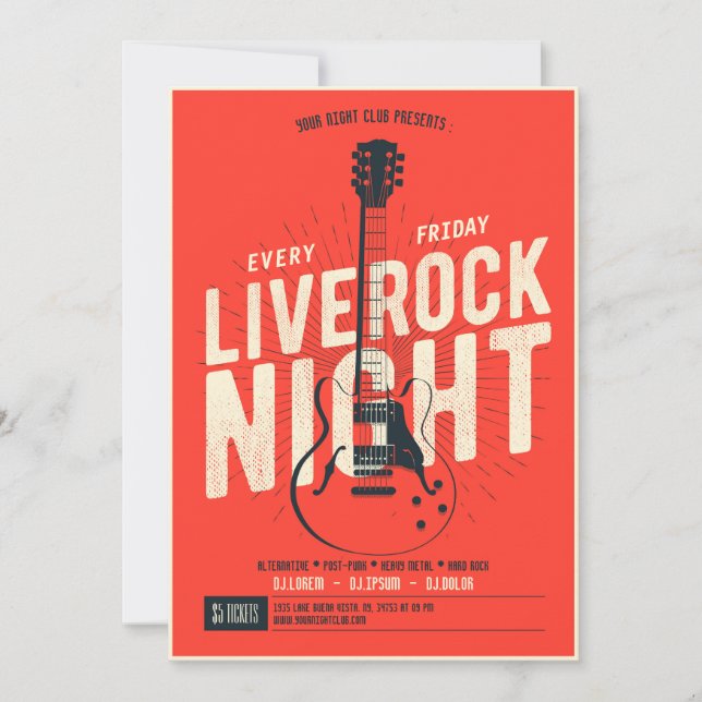 Live rock night music promotion flyer Announcement (Front)