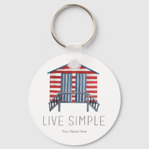 Live Simple Quote Nautical Summer Beach Hut Cabana Key Ring