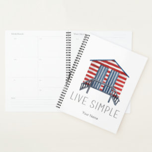 Live Simple Quote Nautical Summer Beach Hut Cabana Planner
