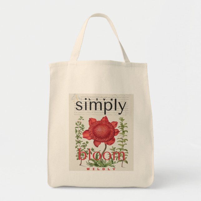 Live Simply Bloom Wildly Botanical Tote Bag (Front)