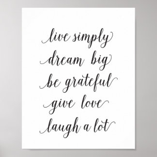 Live simply, dream big - art print - quote