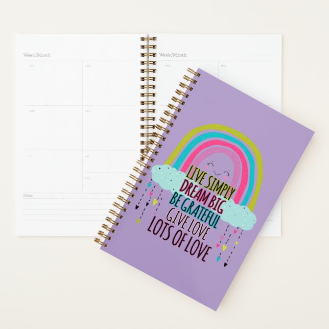 Live Simply Dream Big Be Grateful Give Love  Planner (Display)