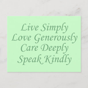 Live Simply green Postcard