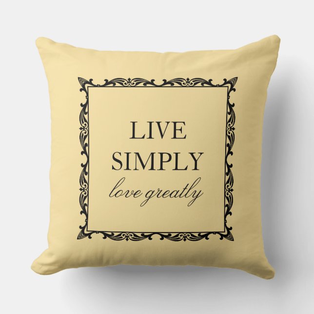 Live Simply Love Greatly Quote Elegant Typography Cushion (Front)