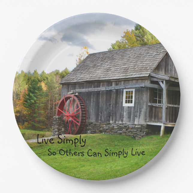 Live Simply Old Mill Paper Plate (Front)