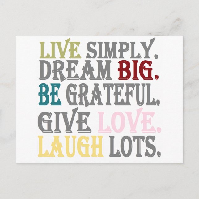 Live Simply Postcard (Front)