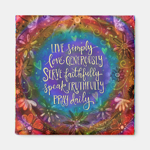 Live Simply Quote Pretty Floral Inspirivity Magnet