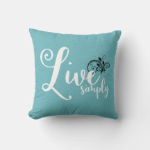 "Live Simply" Text Farmhouse Style Throw Pillow