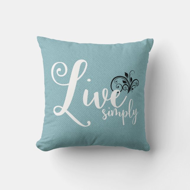 "Live Simply" Text Farmhouse Style Throw Pillow (Front)