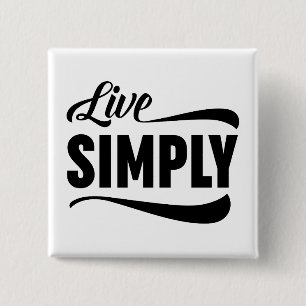 Live Simply Typography 15 Cm Square Badge