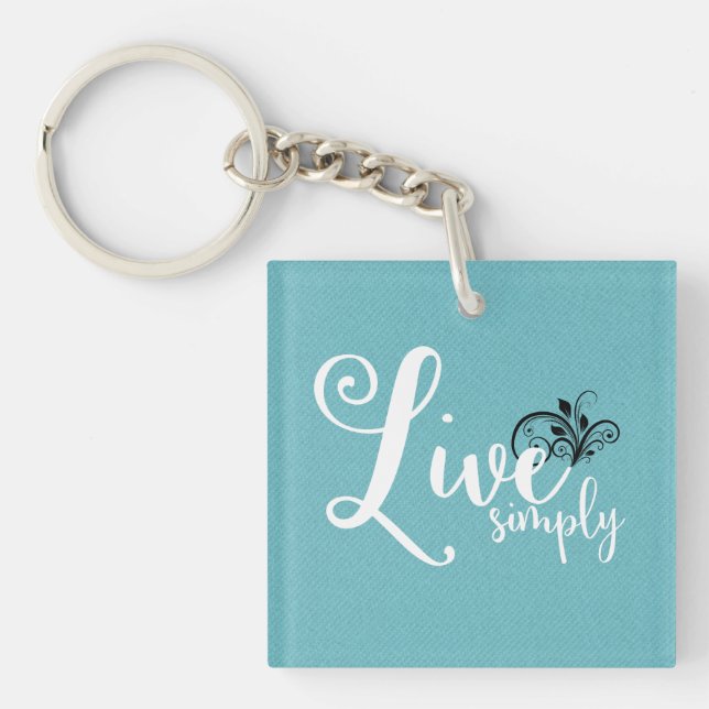 "Live Simply" Typography Quote Key Ring (Front)
