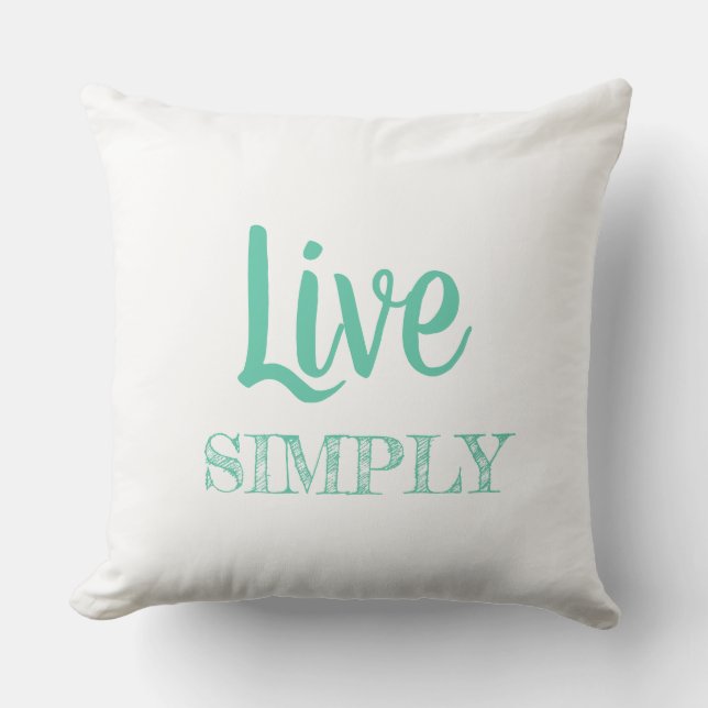 Live Simply White & Sea Green Personalised Cushion (Front)