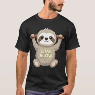 Live Slow Sloth T-Shirt – Cute Cartoon Design