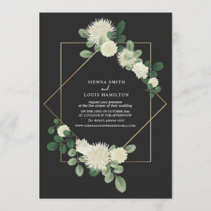 Live Stream Virtual Wedding Floral Botanical Grey Invitation