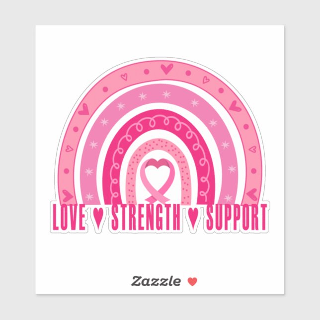 Live Strength Support Pink Rainbow Sticker 6x6 (Sheet)