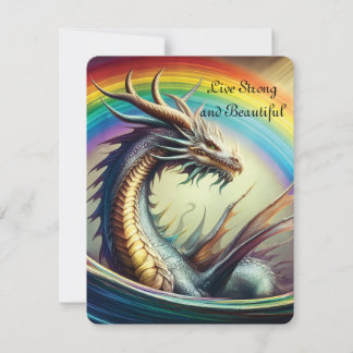 Live strong and beautiful Dragon Rainbow  Holiday Card
