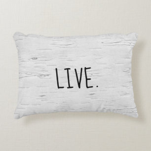 LIVE Text On Birch Tree Accent Pillow