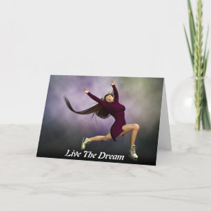 Live The Dream Girl Ice Skating Greetings Card