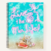 Live the Mer Life - Ocean Shell Beach Notebook