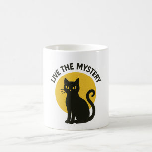 Live the Mystery Black Cat Moon Coffee Mug