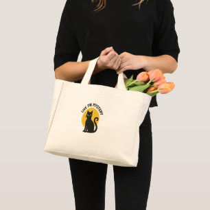 Live the Mystery Black Cat Moon Mini Tote Bag