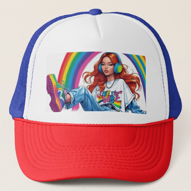 Live the Vibe Girl Trucker Hat (Front)