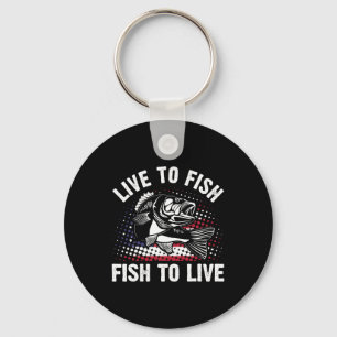 Live To Fish And Fish To Live Funny Fishing Gift Key Ring